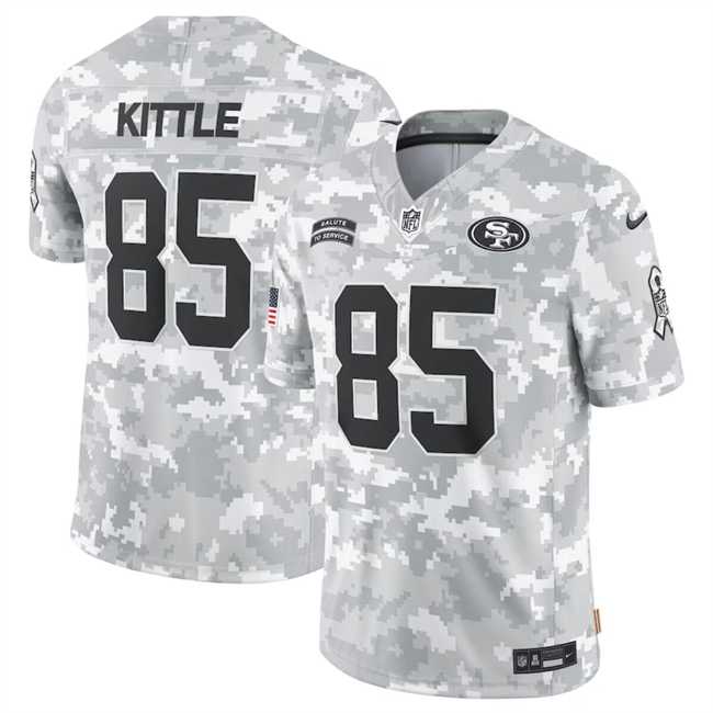 Mens San Francisco 49ers #85 George Kittle 2024 Arctic Camo Salute To Service Limited Stitched Jersey Dyin->san francisco 49ers->NFL Jersey